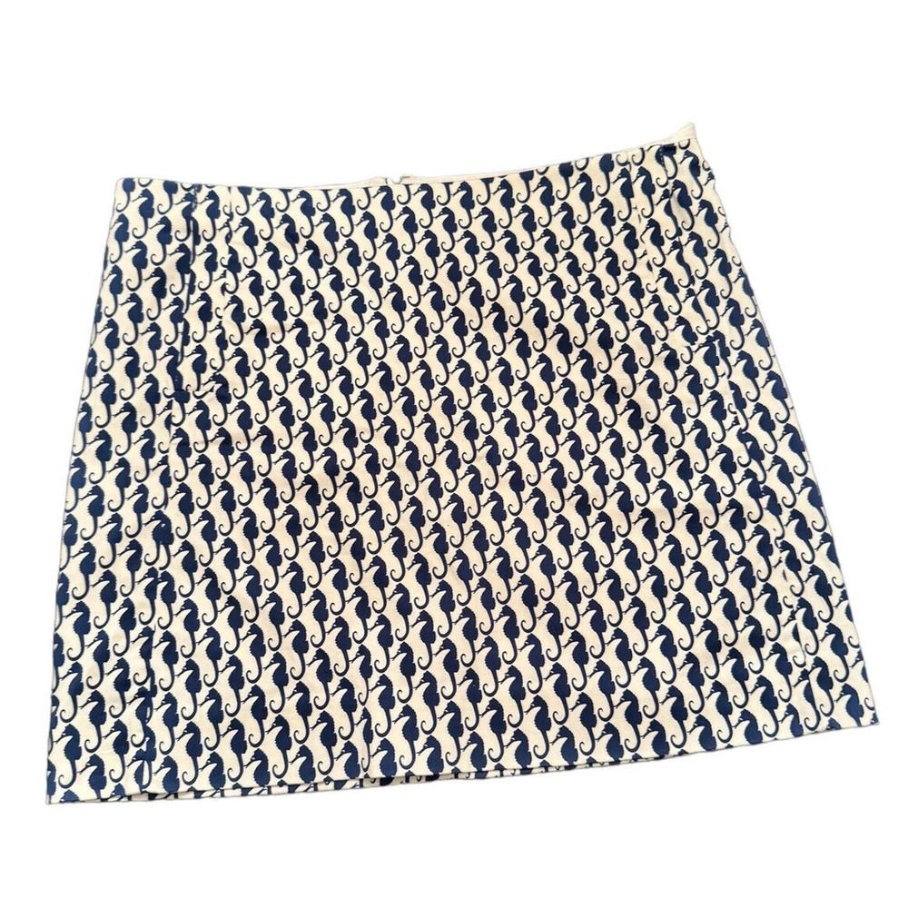 j crew factory blue and white nautical sea horse skirt size 8